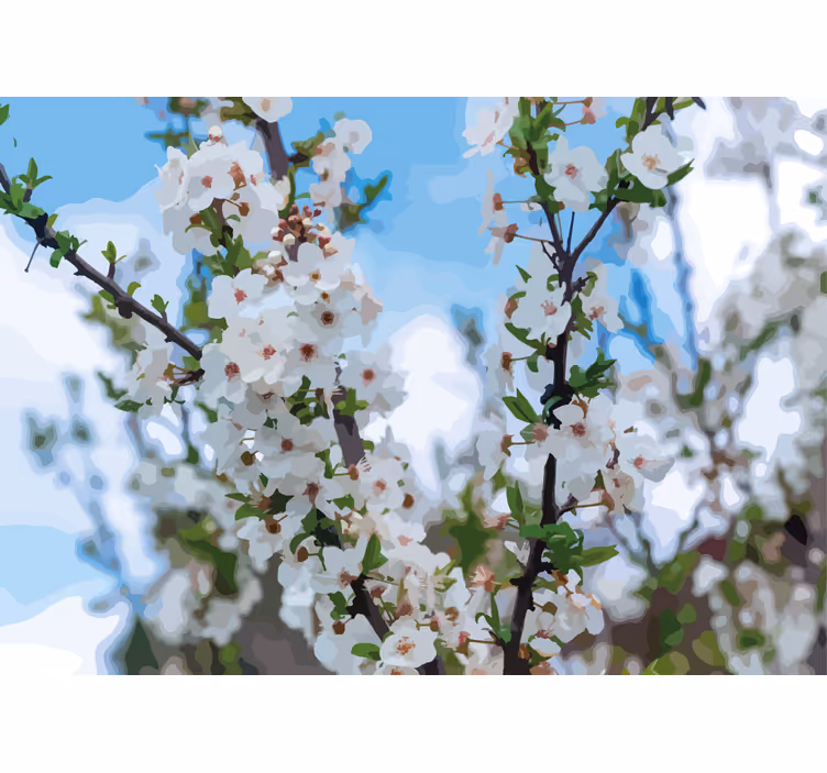 Fotomurale fiori ramo di fiori bianchi - TenStickers