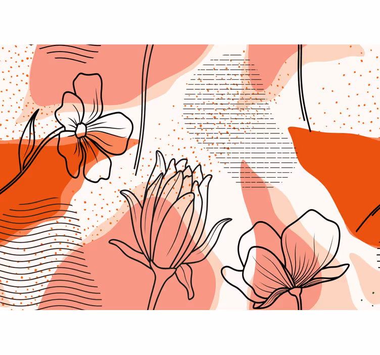 Fotomurale fiori arte lineare floreale - TenStickers