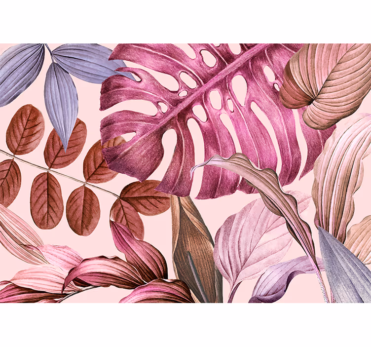 Fotomurale fiori foglie tropicali vivaci - TenStickers