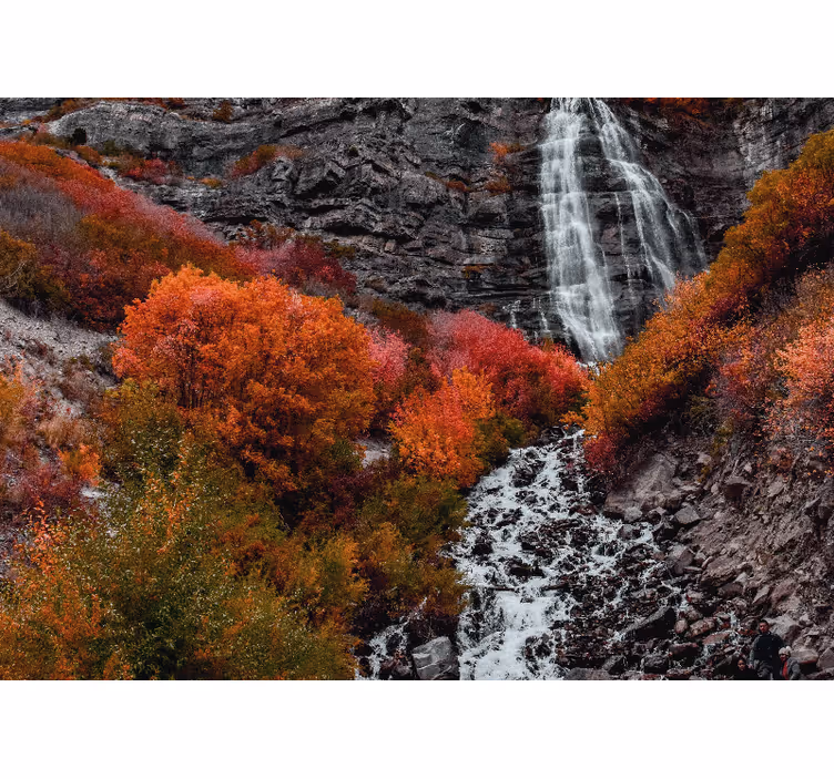 Fotomurali cascate scena autunnale con cascata - TenStickers