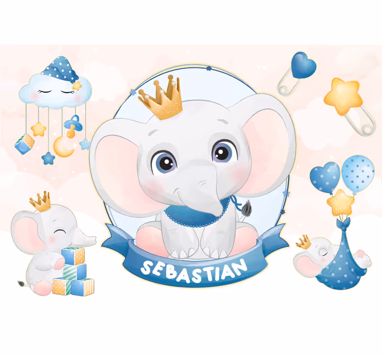 Fotomurale per neonato design elefante carino - TenStickers