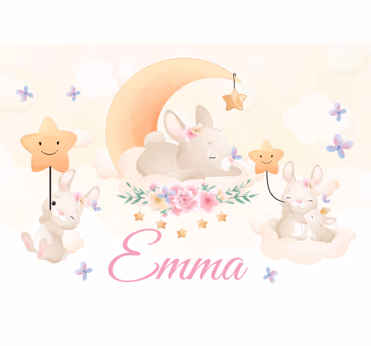 Fotomurale cameretta coniglio luna stelle - TenStickers