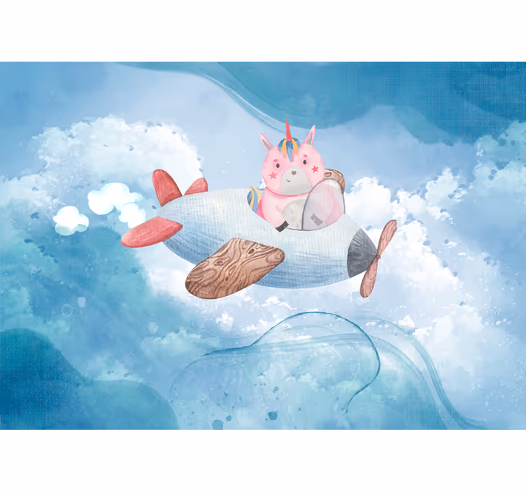 Fotomurale fantasia aereo unicorno volante - TenStickers