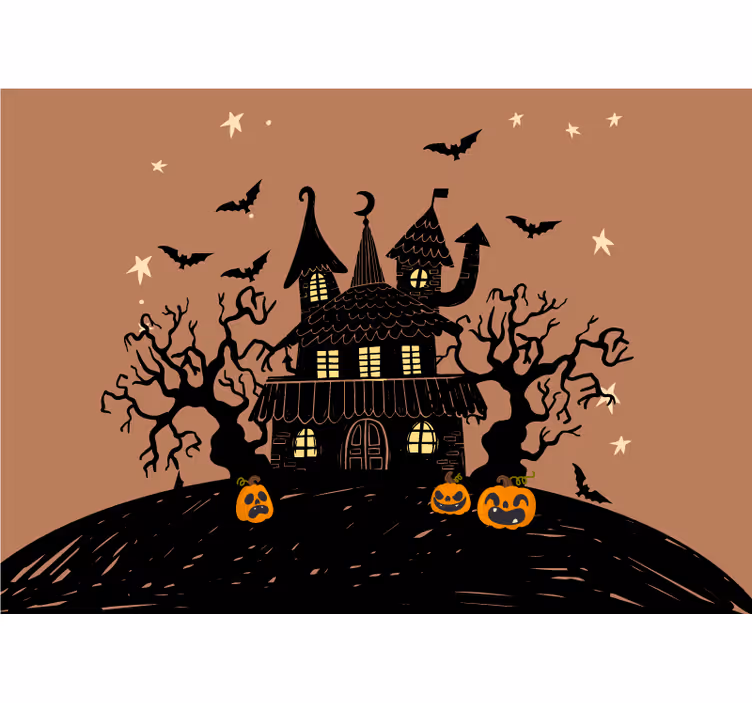 Fotomurale di halloween castello di zucche inquietante - TenStickers