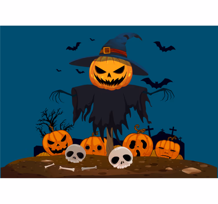 Fotomurale di halloween spaventoso spaventapasseri di zucca - TenStickers