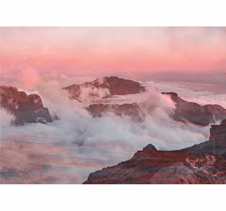 Fotomurale paesaggi nuvole rosa montuose - TenStickers