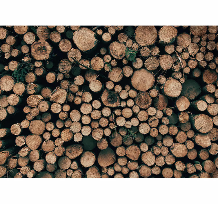Fotomurali pietra mucchio di tronchi di legno - TenStickers