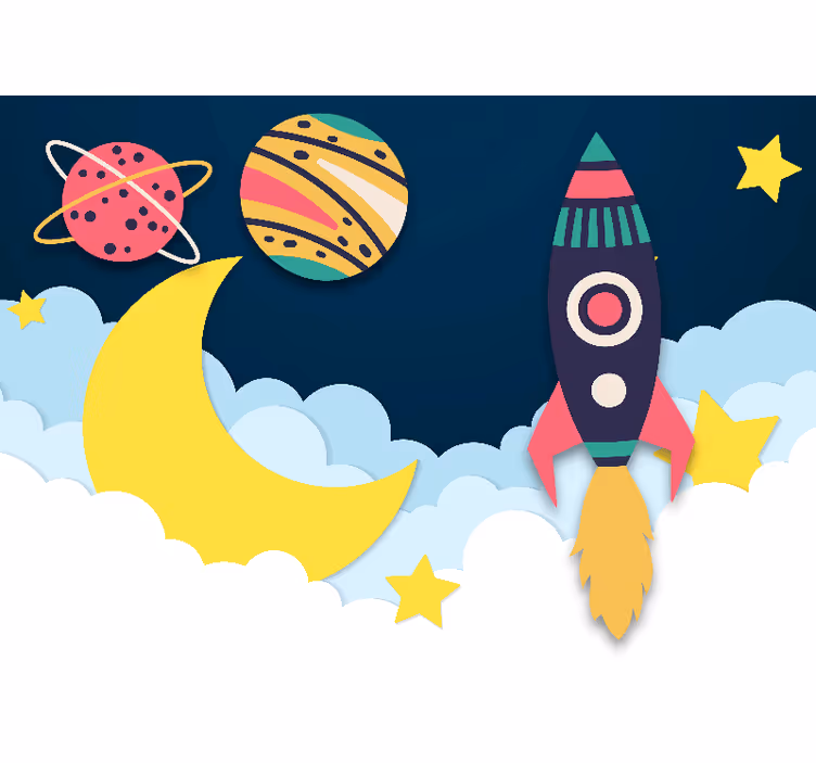 Fotomurale fantasia razzo tra i pianeti - TenStickers