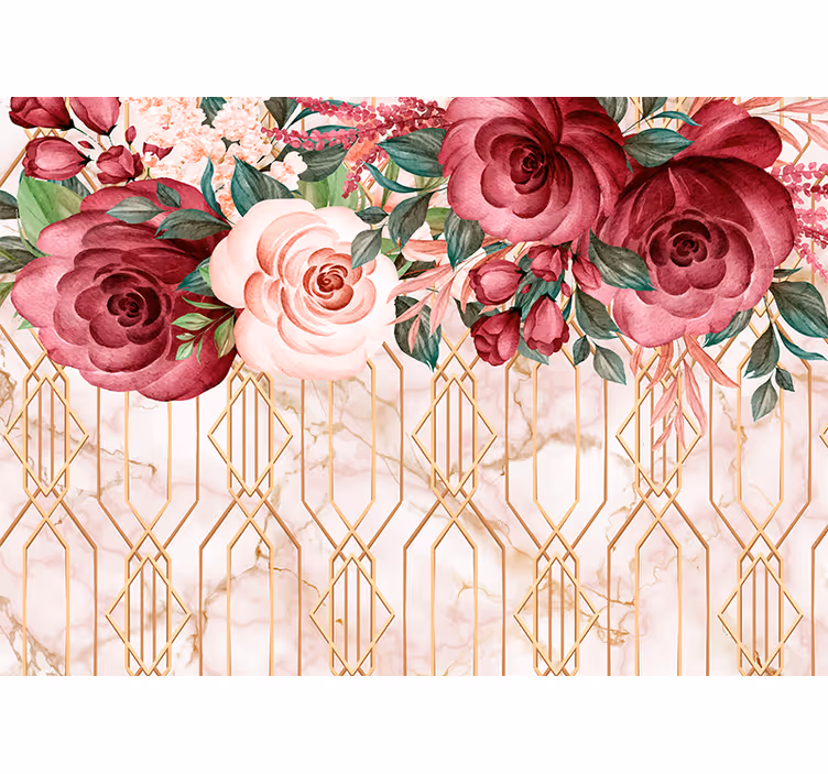 Fotomurale fiori fusione geometrica rosa - TenStickers
