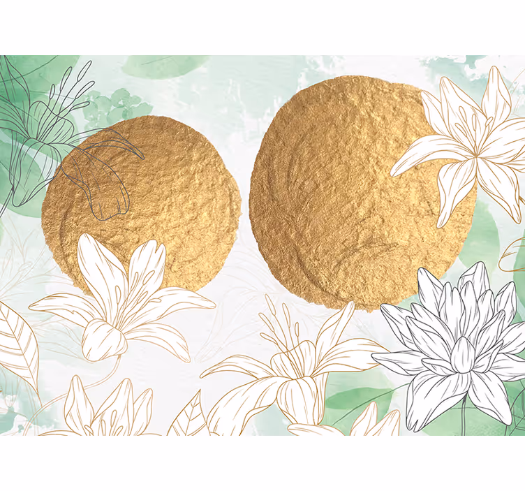 Fotomurale fiori con accenti floreali dorati - TenStickers