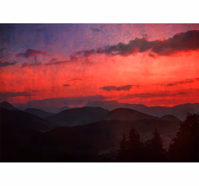 Fotomurale montagna tramonto drammatico sulle vette - TenStickers