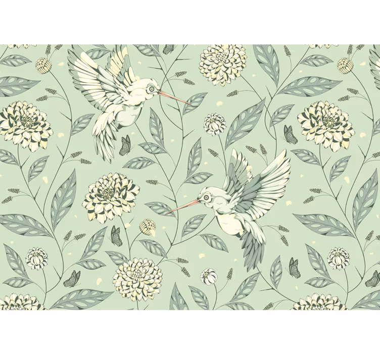 Fotomurale fiori colibrì tra i fiori - TenStickers