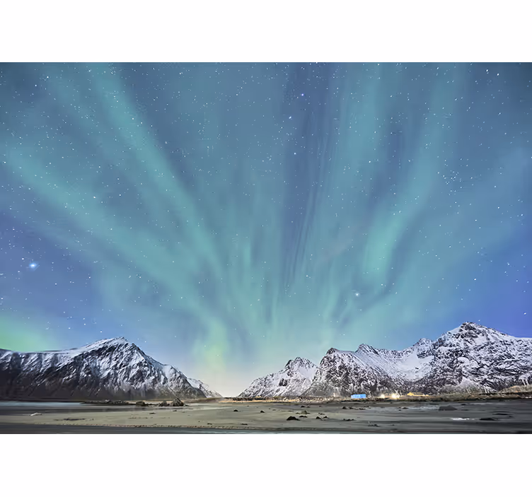 Fotomurale montagna esperienza aurora boreale - TenStickers