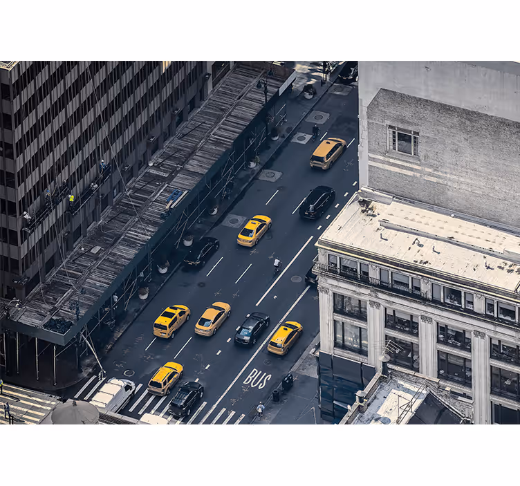 Fotomurale New York taxi gialli affollati - TenStickers