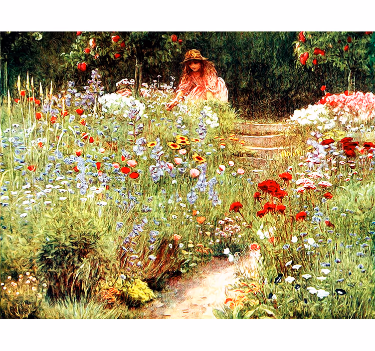 Fotomurale fiori scena del sentiero nel giardino - TenStickers