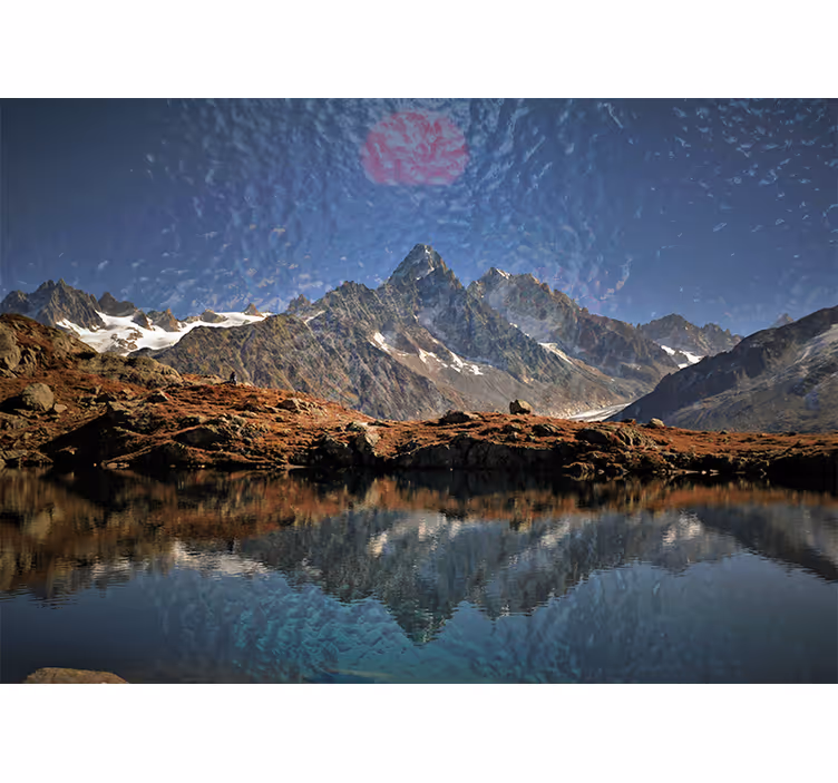 Fotomurale paesaggi riflesso delle montagne maestose - TenStickers