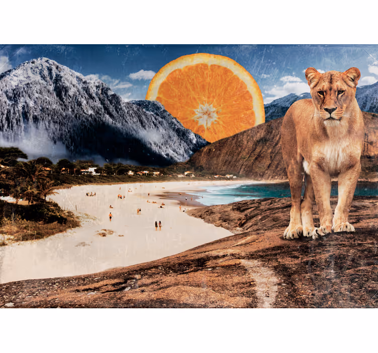 Fotomurale animali scena di leoni in spiaggia - TenStickers