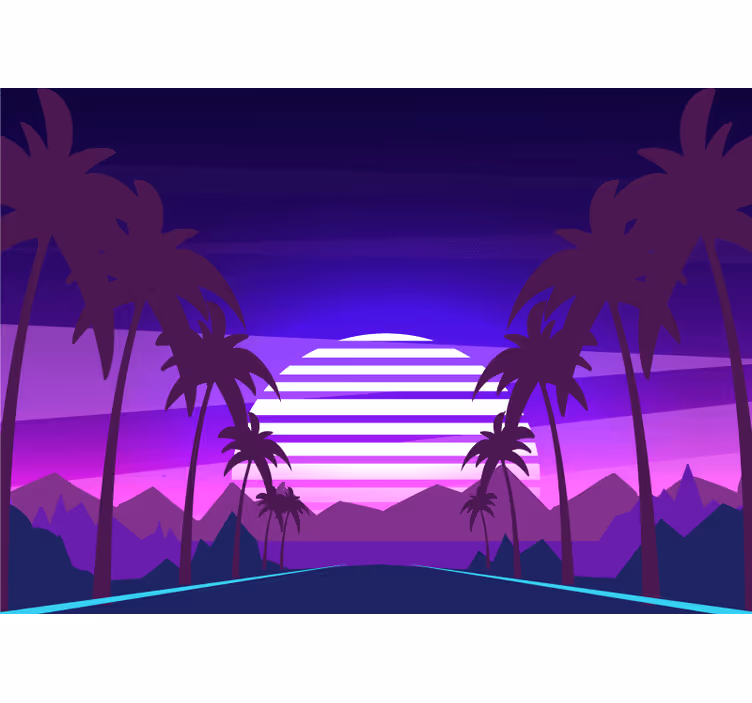 Fotomurale paesaggi rifugio al tramonto tropicale - TenStickers