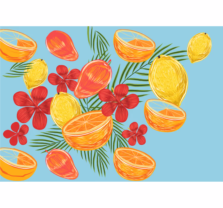 Fotomurale fiori composizione fruttale tropicale - TenStickers