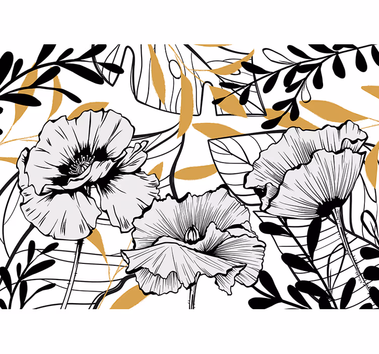 Fotomurale fiori motivi floreali di contorno - TenStickers