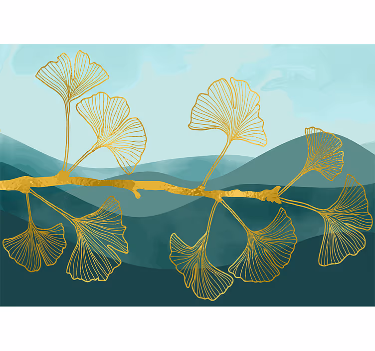 Fotomurale fiori motivo foglie di ginkgo - TenStickers