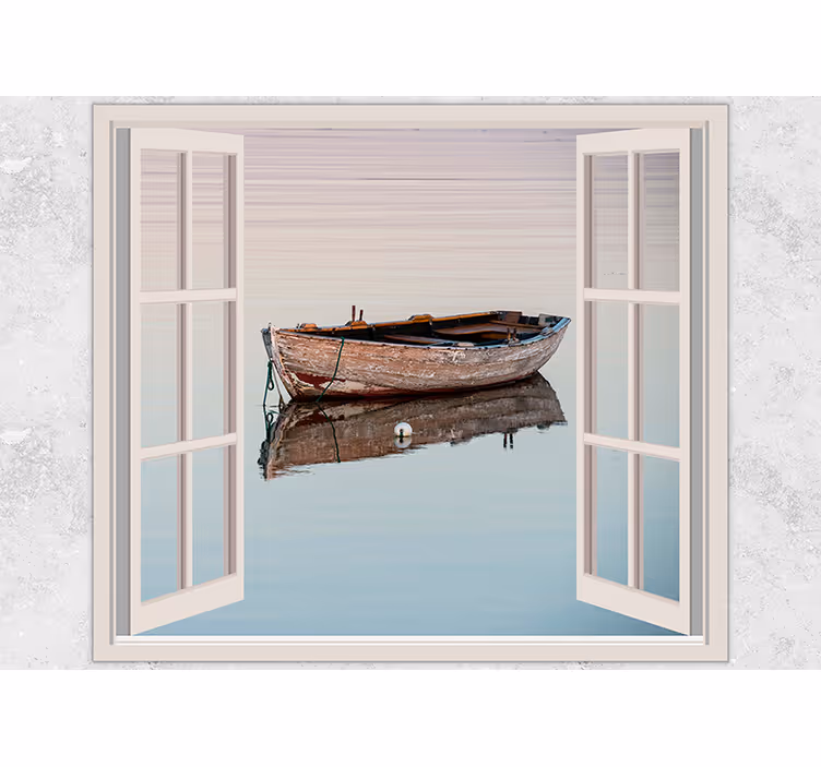 Fotomurale lago riflesso di barca rustica - TenStickers