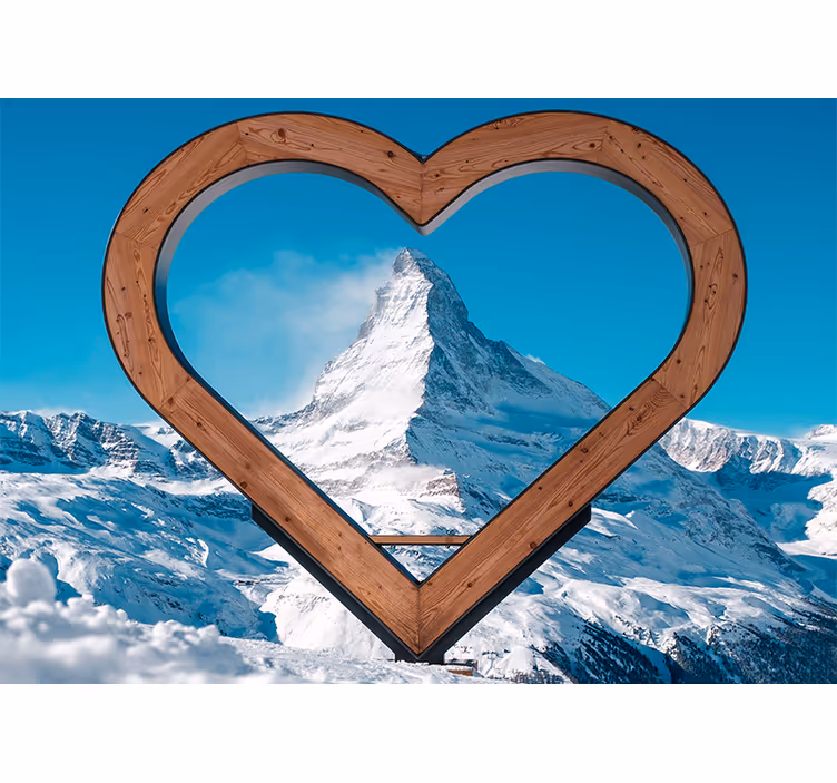 Fotomurale amore vista montagna a forma di cuore - TenStickers