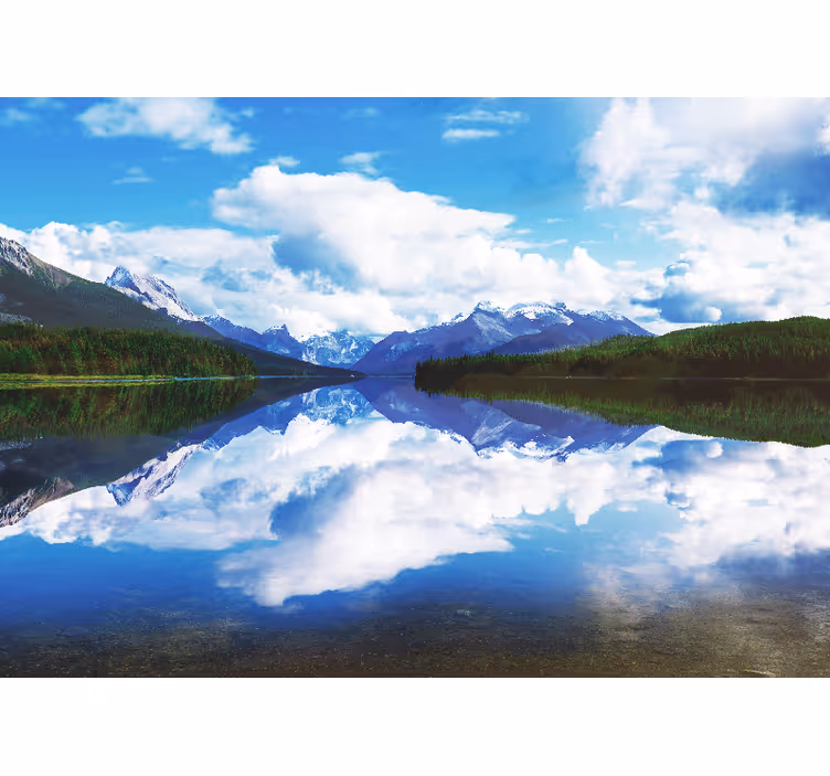 Fotomurale paesaggi tranquillo riflesso di montagna - TenStickers