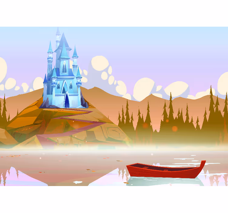 Fotomurale fantasia scena di riflesso castello - TenStickers