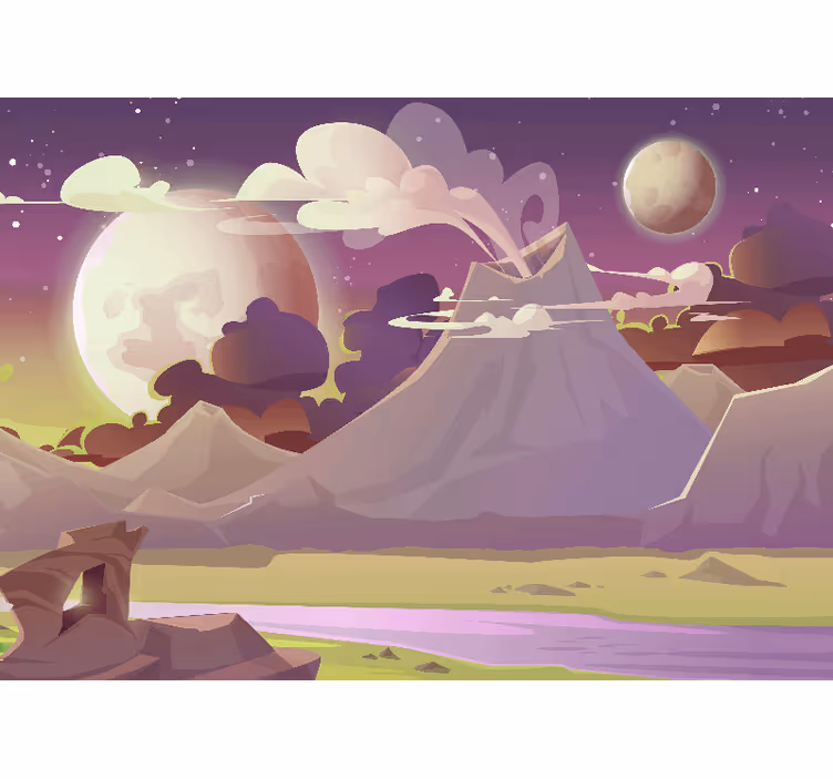 Fotomurale fantasia scena di montagna fantastica - TenStickers