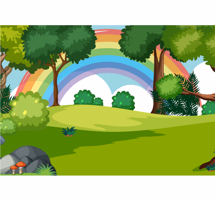 Carta da parati giungla scena della foresta arcobaleno - TenStickers