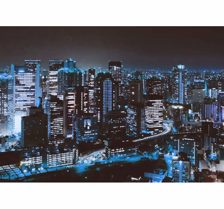 Fotomurale città skyline urbano notturno - TenStickers