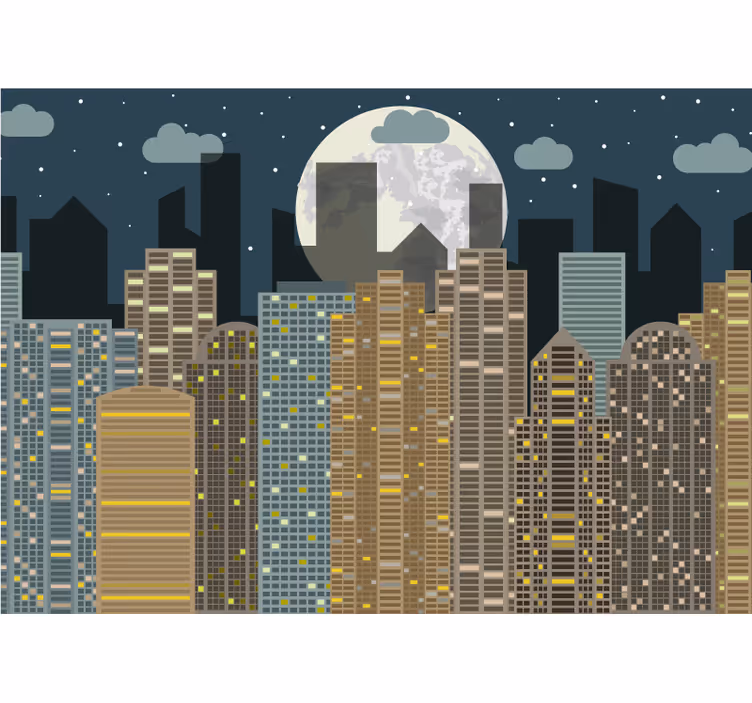 Fotomurale città orizzonte urbano notturno - TenStickers