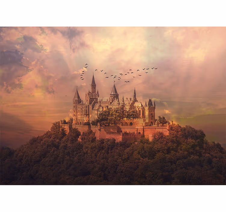 Fotomurale fantasia paesaggio del castello maestoso - TenStickers