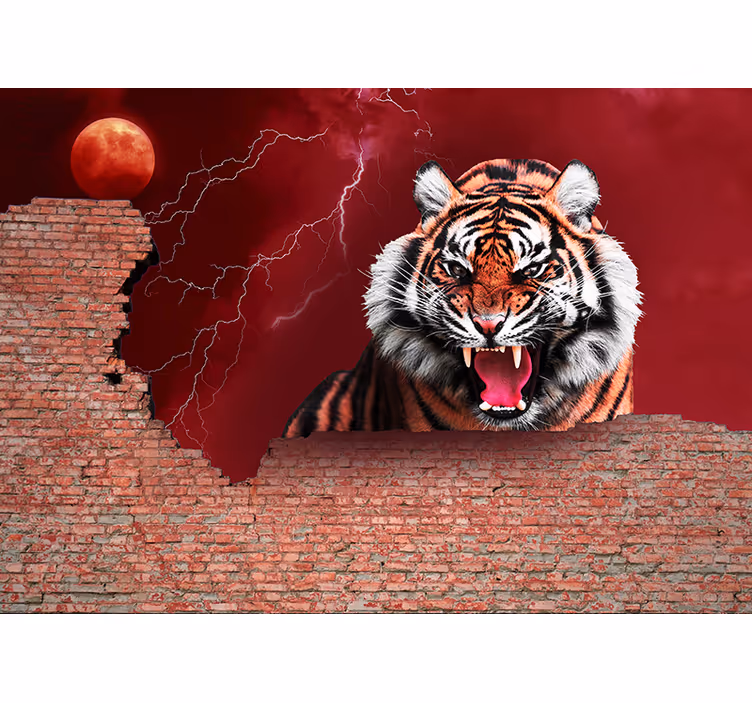 Fotomurale animali ruggito del tigre fierce - TenStickers