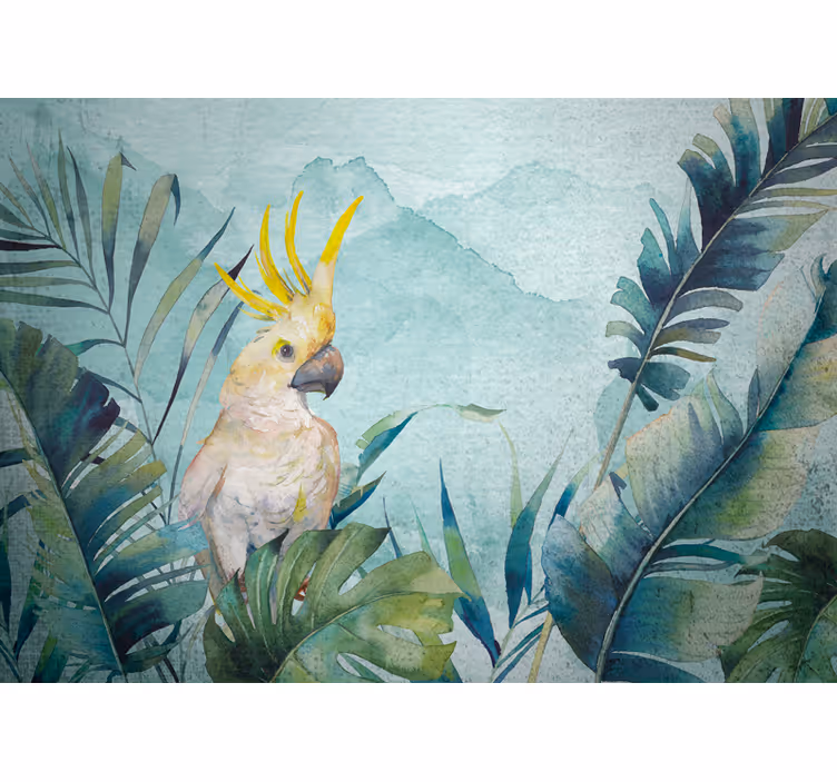 Fotomurale animali cacatua nel fogliame - TenStickers