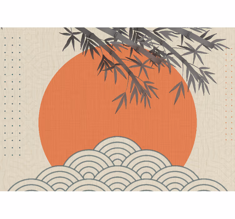 Fotomurale zen bambù e sole arancione - TenStickers