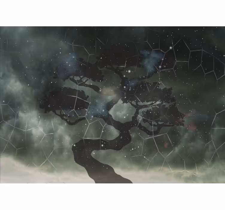 Fotomurale spaziale silhouette di albero celestiale - TenStickers