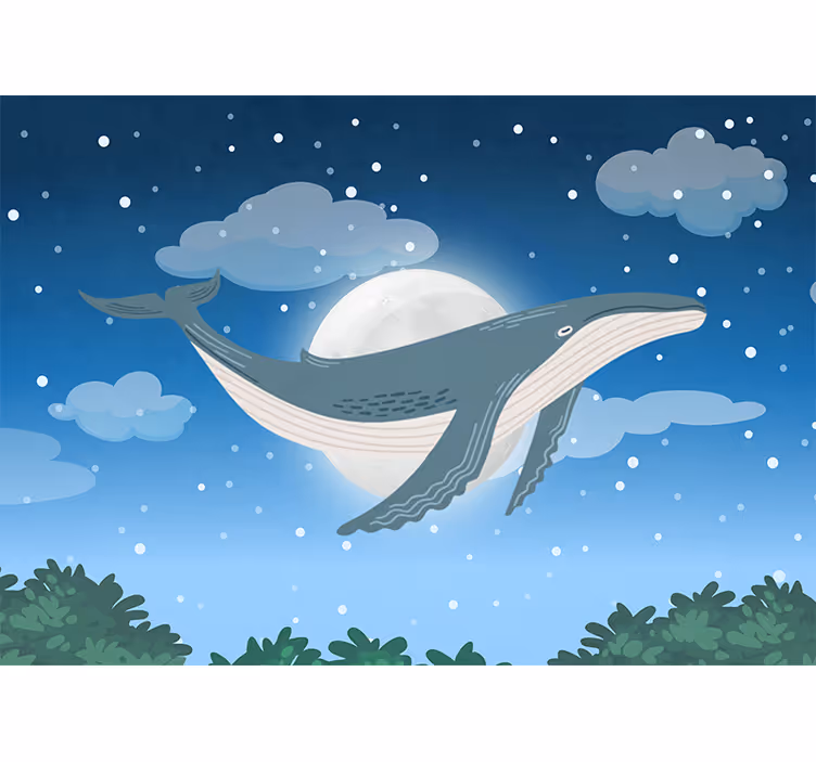 Fotomurale animali balena sotto la luna - TenStickers
