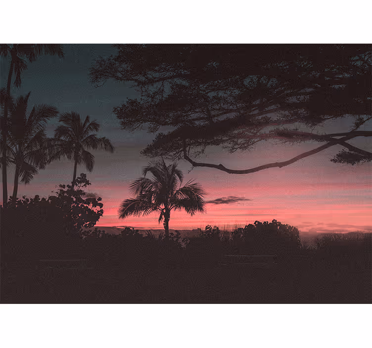 Fotomurale paesaggi silhouette al tramonto tropicale - TenStickers