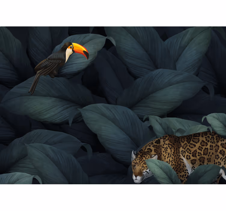 Fotomurale animali uccelli tropicali e leopardi - TenStickers
