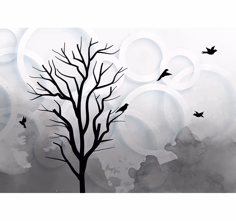 Fotomurale alberi silhouette albero uccelli - TenStickers