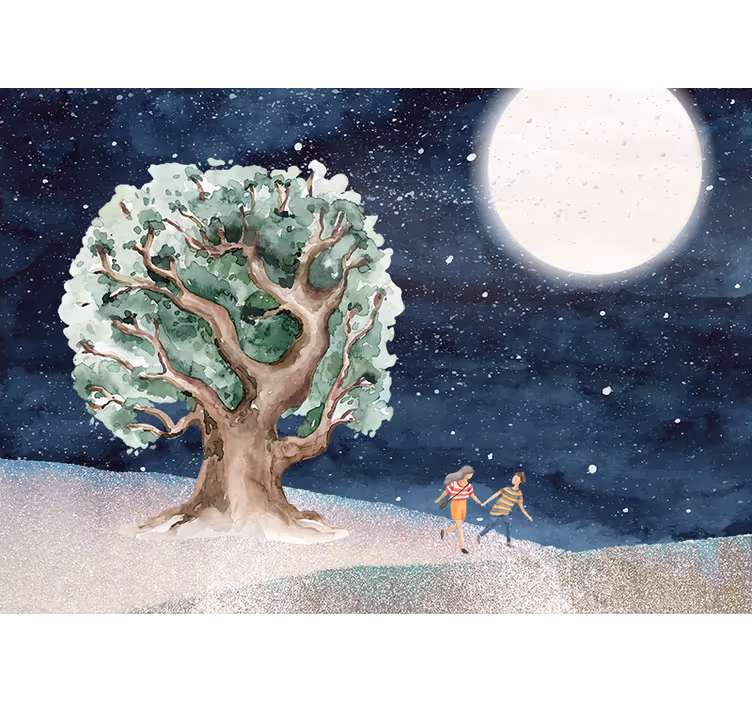 Fotomurali natura avventura sotto l'albero di luna - TenStickers