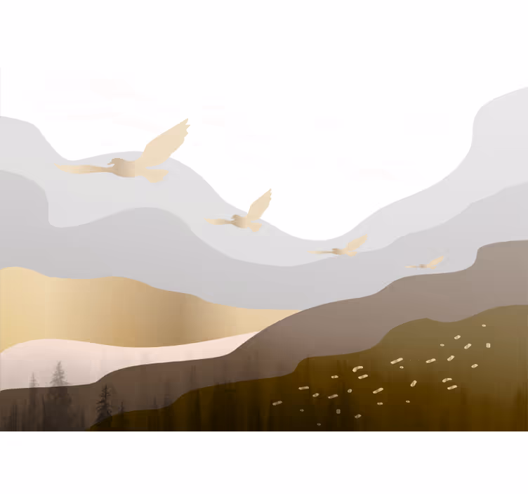 Fotomurali natura silhouette di uccelli volanti - TenStickers