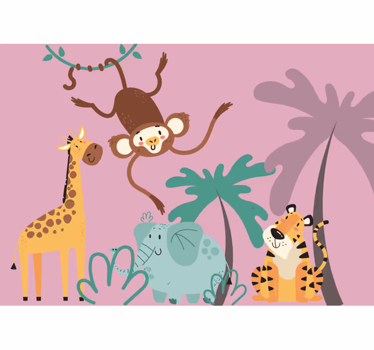 Fotomurale animali amici giocosi della giungla - TenStickers