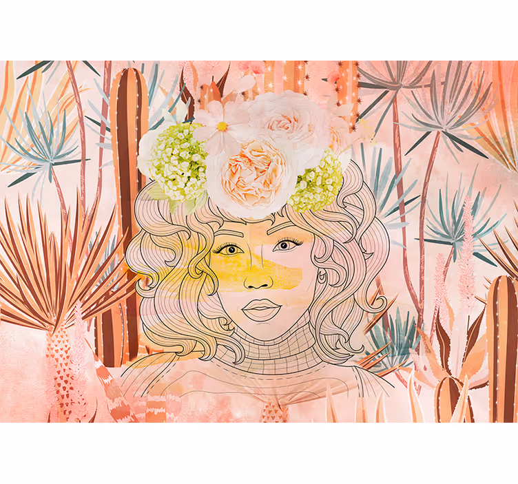 Fotomurale artistico illustrazione floreale - TenStickers