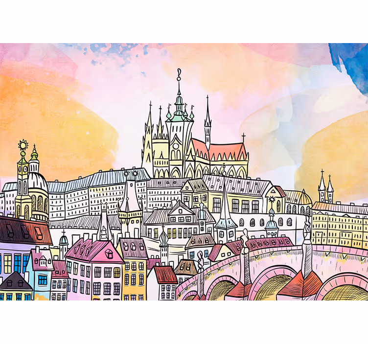 Fotomurale città vista del castello di praga - TenStickers