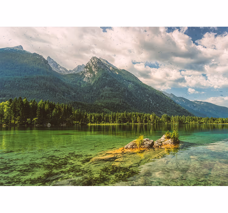 Fotomurale paesaggi riflesso di lago montano - TenStickers