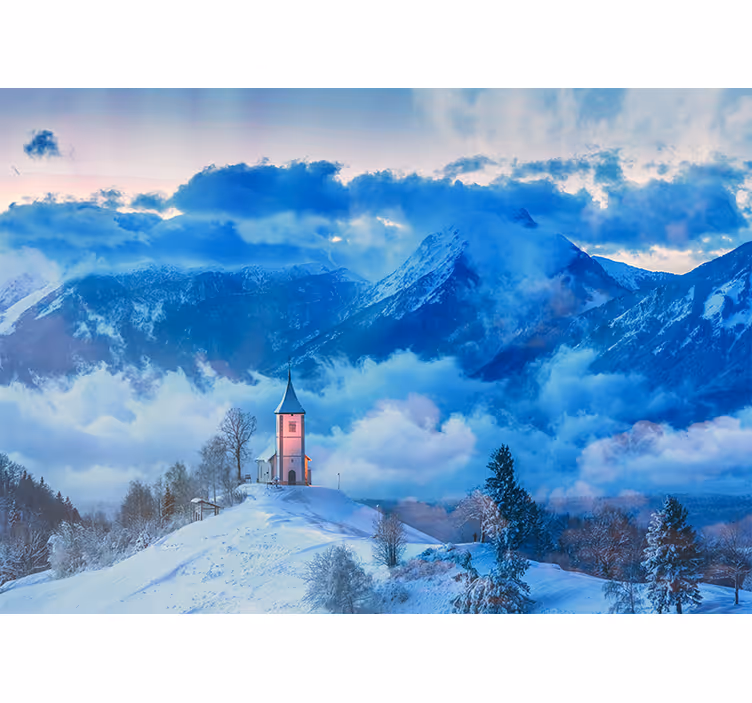Fotomurale paesaggi scena di montagna innevata - TenStickers