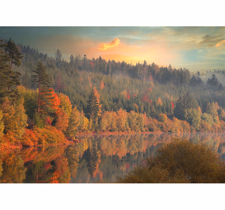 Fotomurale paesaggi riflesso autunnale serene - TenStickers